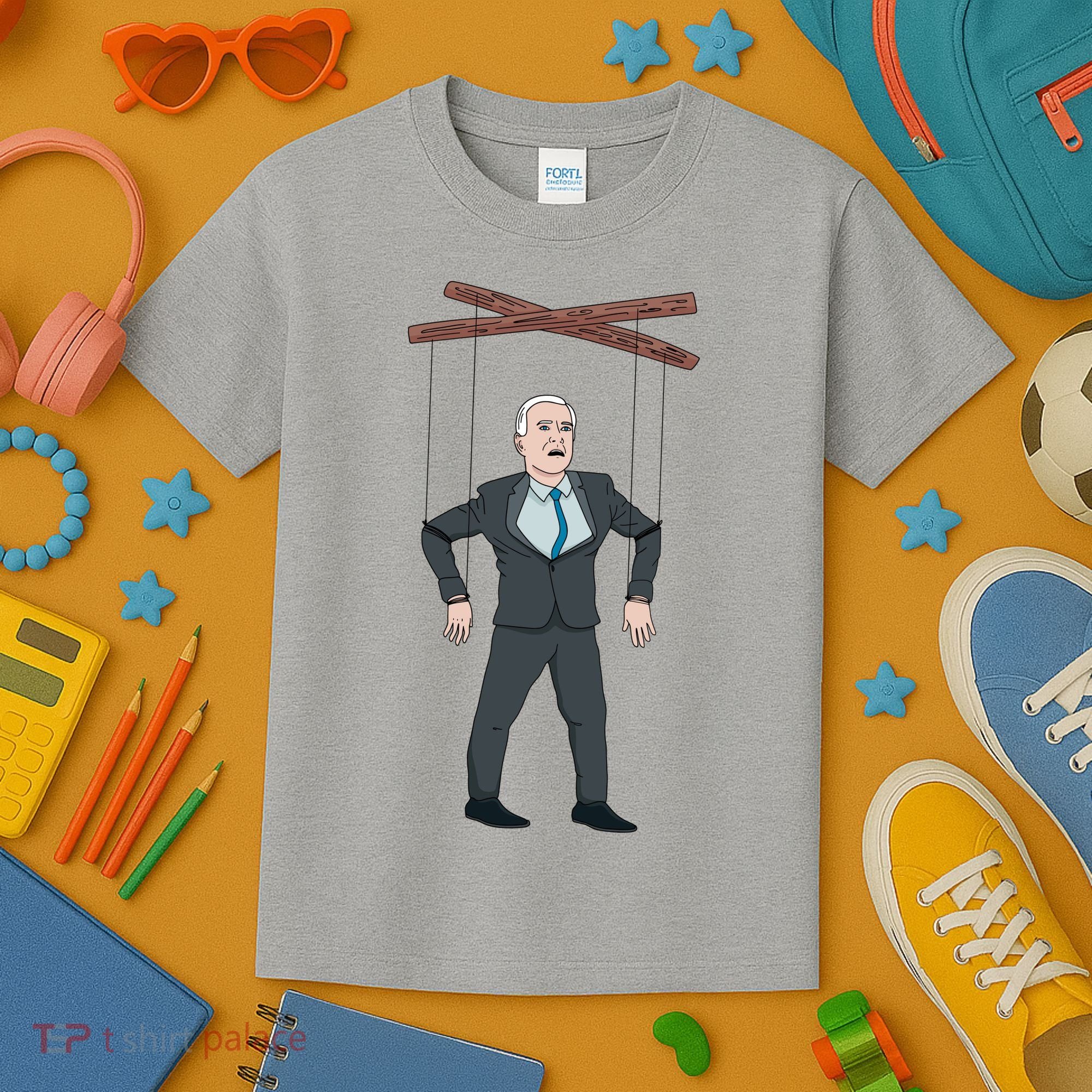 Confused Anti Joe Biden Puppet Funny Kids T-Shirt