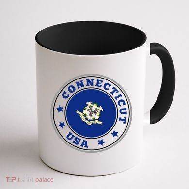 Connecticut State Flag Circle Coffee Mug back