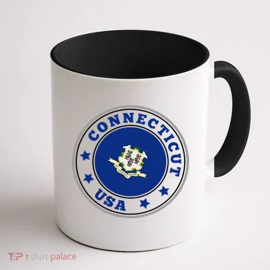 Connecticut State Flag Circle Coffee Mug back