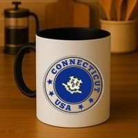 Connecticut State Flag Circle Coffee Mug thumb 4