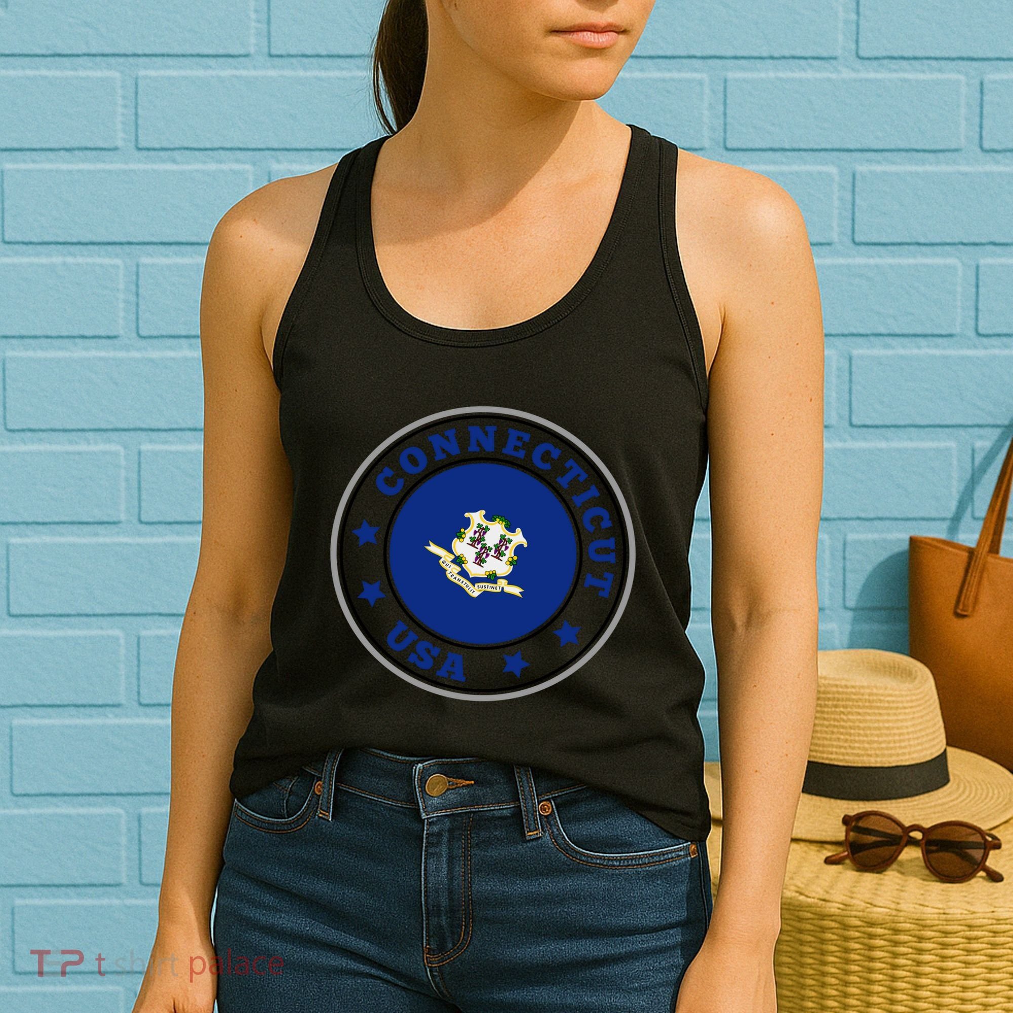 Connecticut State Flag Circle Women's Tank Top
