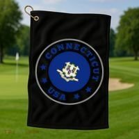 Connecticut State Flag Circle Golf Towel thumb 1