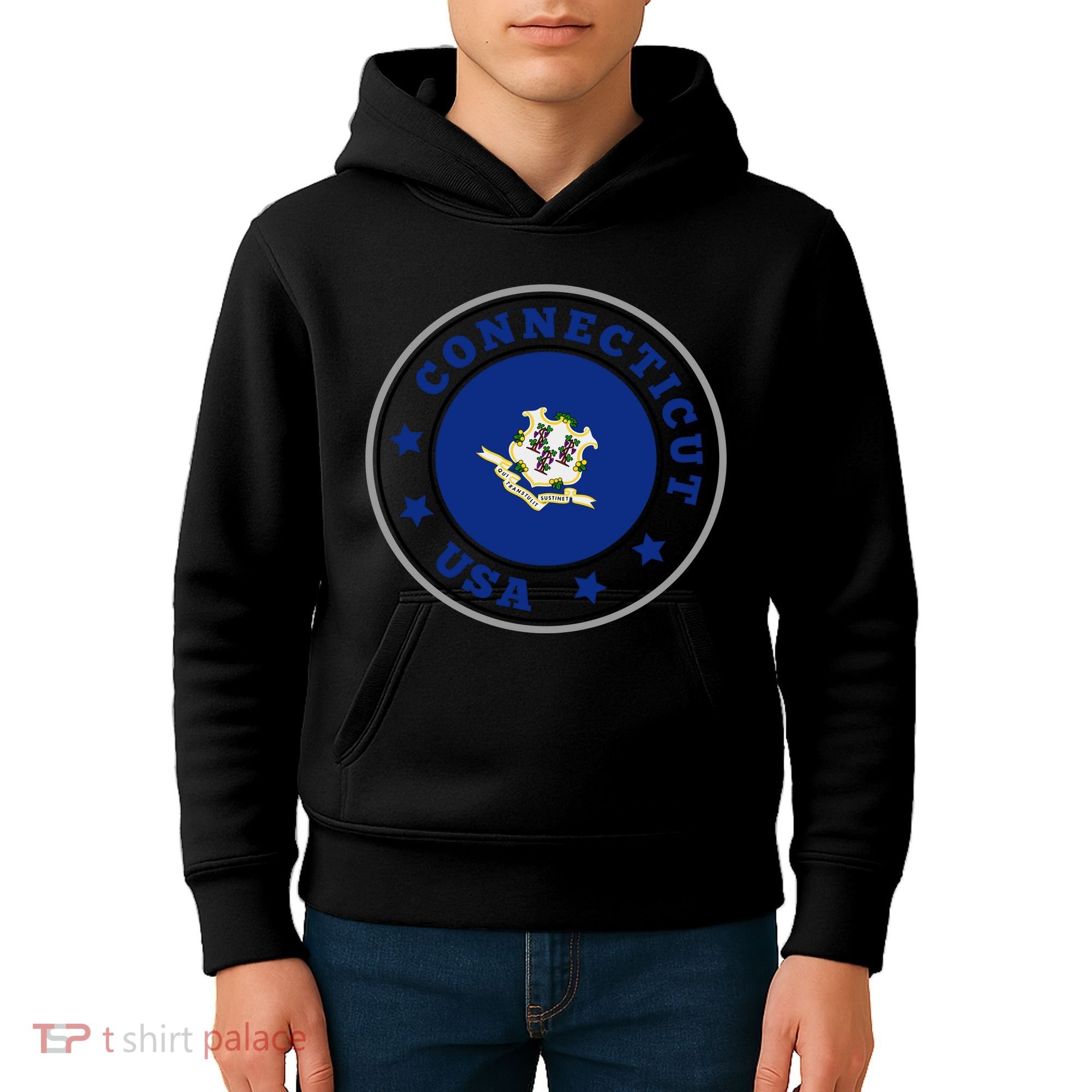 Connecticut State Flag Circle Kids Hoodie