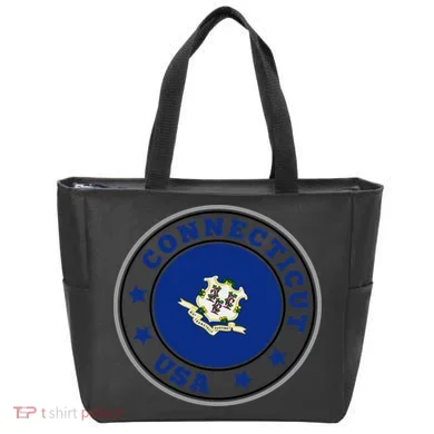 Connecticut State Flag Circle Tote Bag