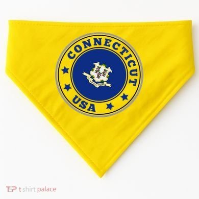 Connecticut State Flag Circle USA-Made Doggie Bandana