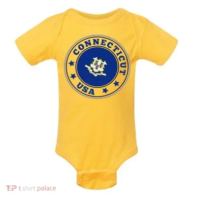Connecticut State Flag Circle Baby Bodysuit