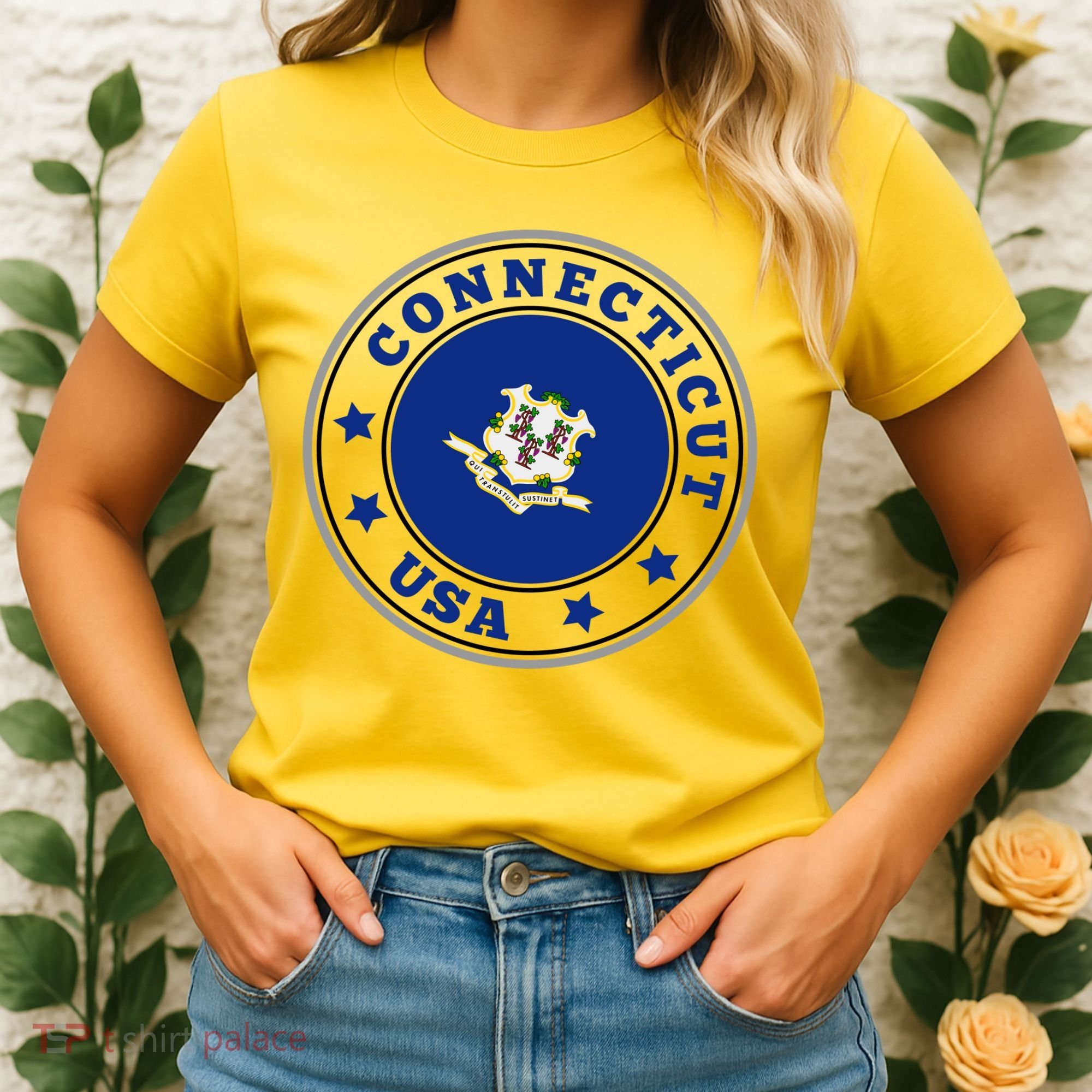 Connecticut State Flag Circle Women's T-Shirt