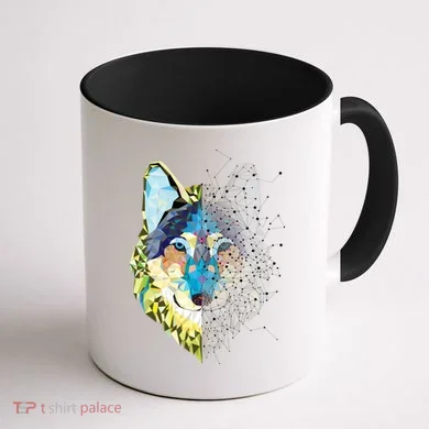 Constellation Pixel Wolf Coffee Mug back