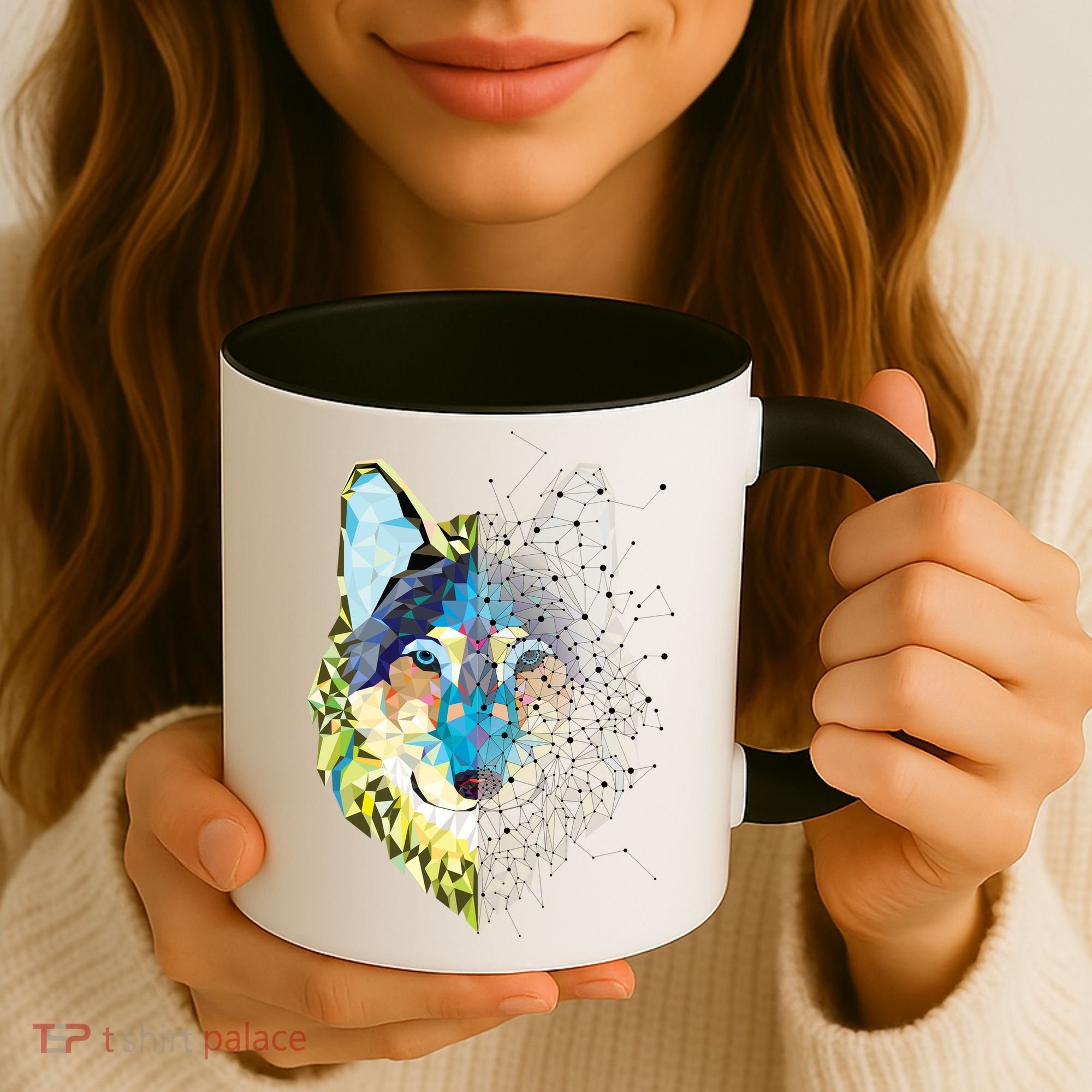 Constellation Pixel Wolf Coffee Mug