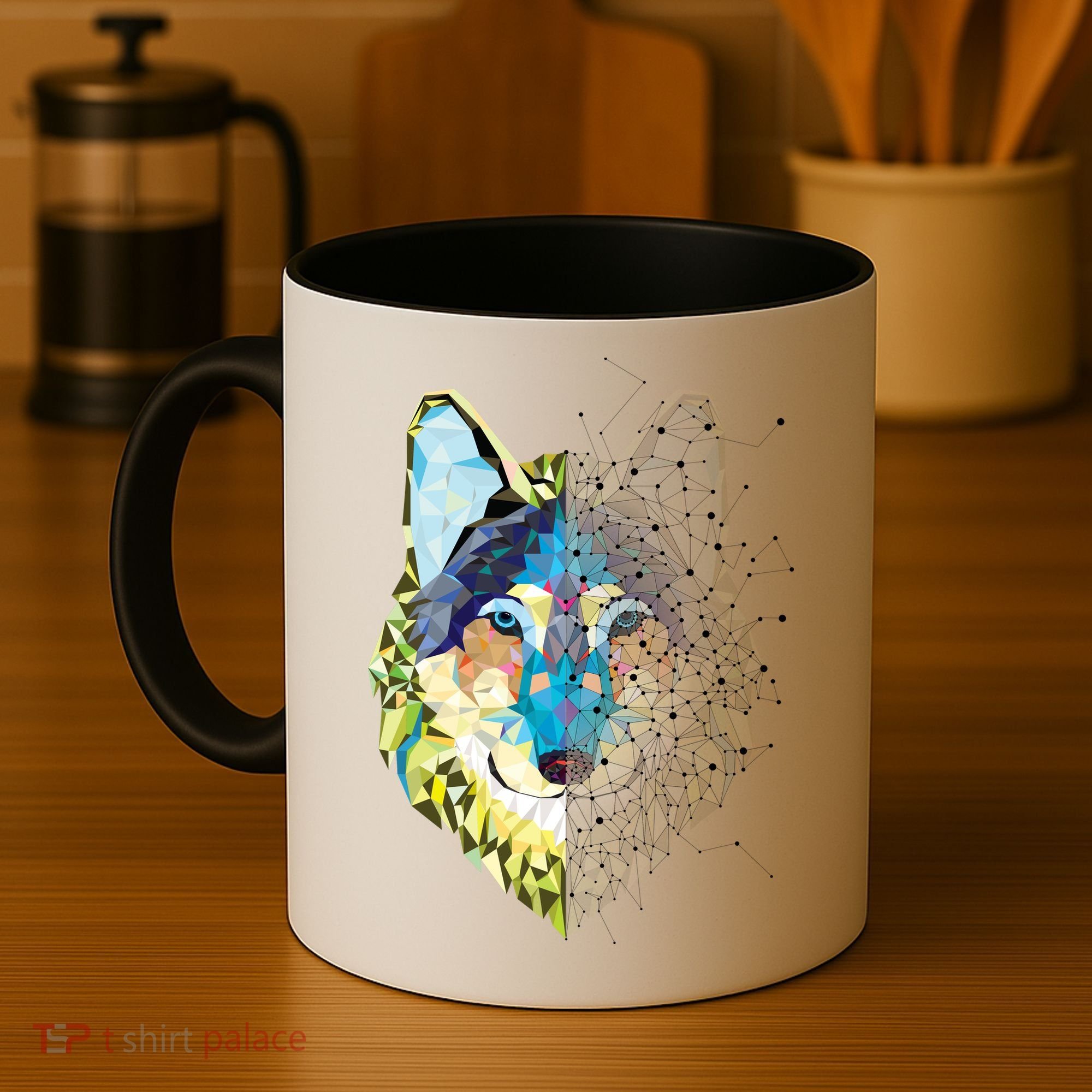 Constellation Pixel Wolf Coffee Mug