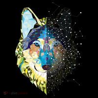 Constellation Pixel Wolf Ornament thumb 1