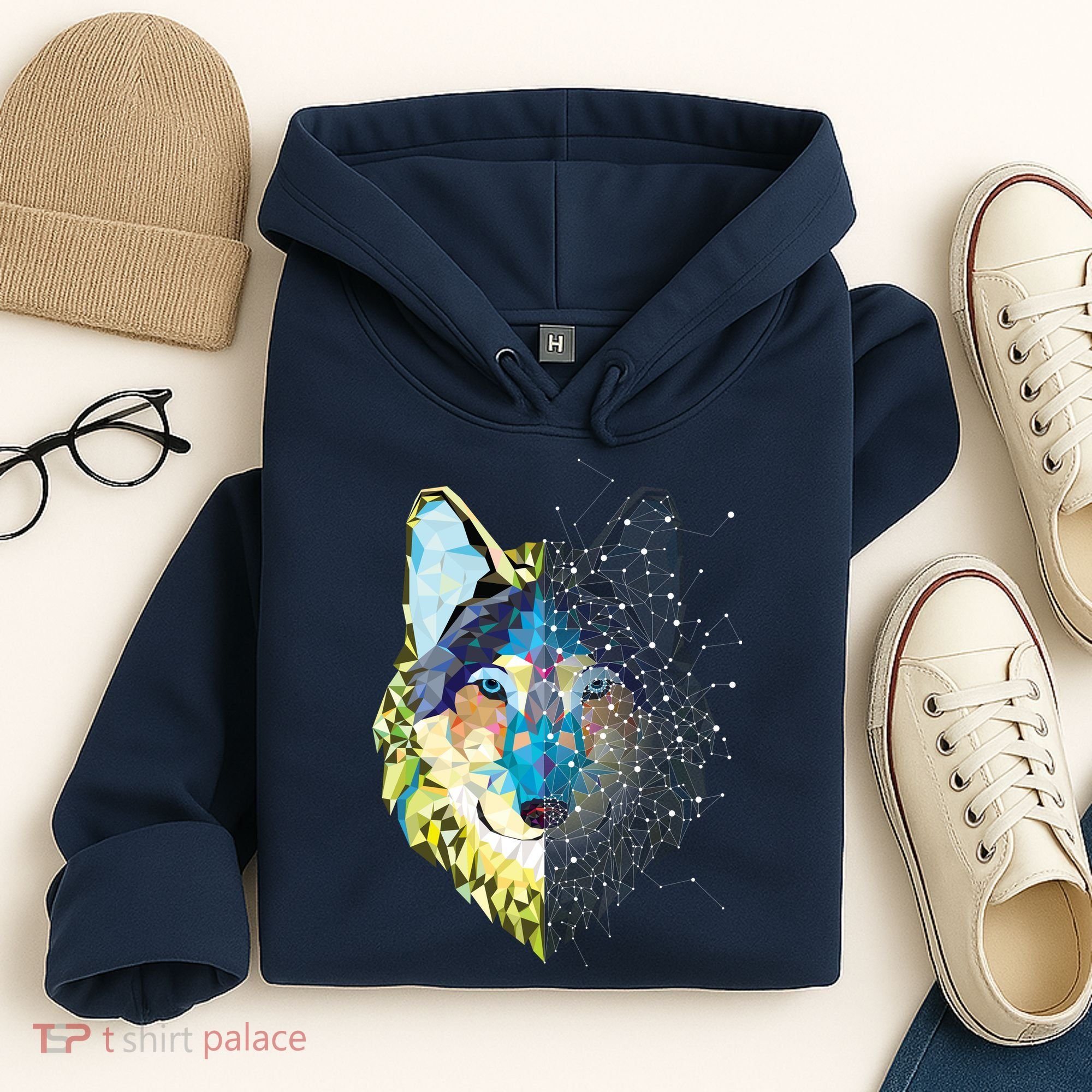 Constellation Pixel Wolf Hoodie