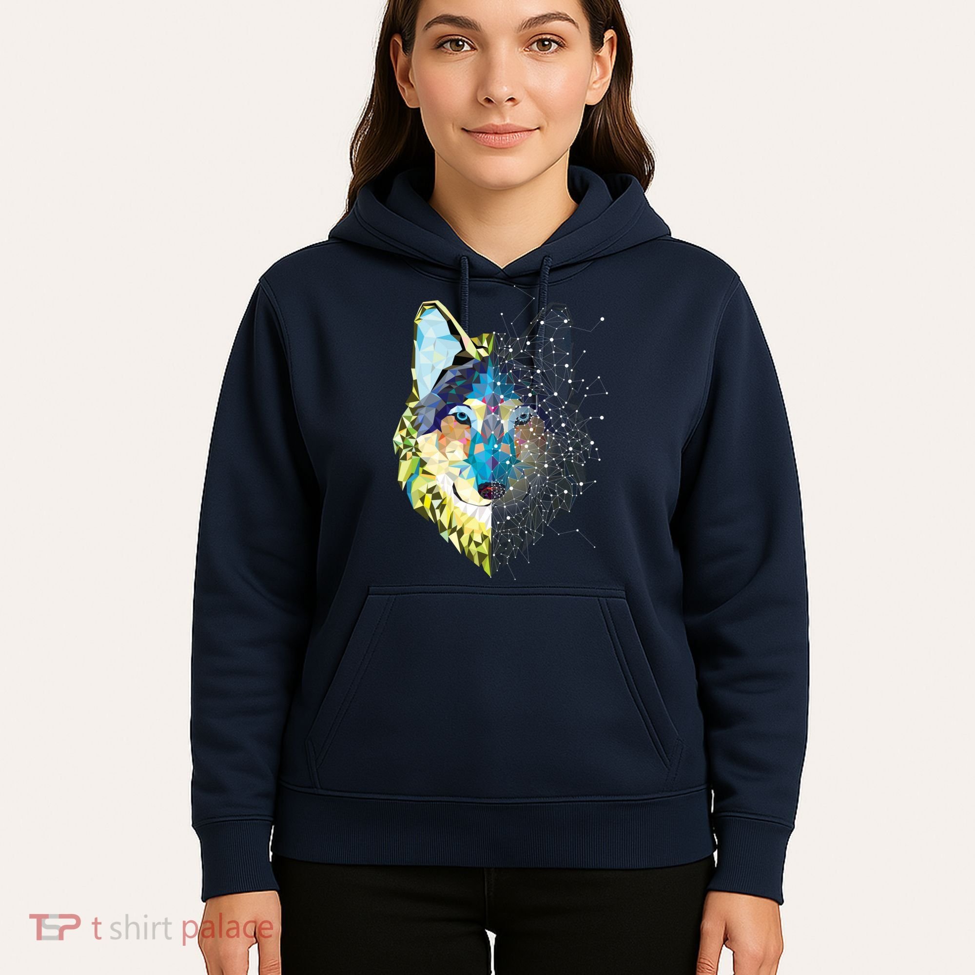 Constellation Pixel Wolf Hoodie