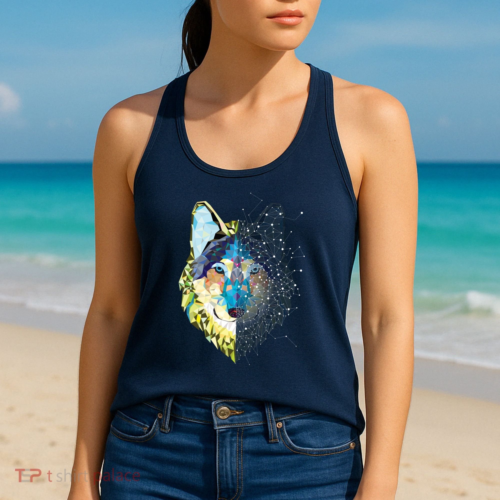 Constellation Pixel Wolf Women's Tank Top