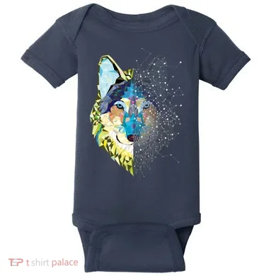Constellation Pixel Wolf Baby Bodysuit