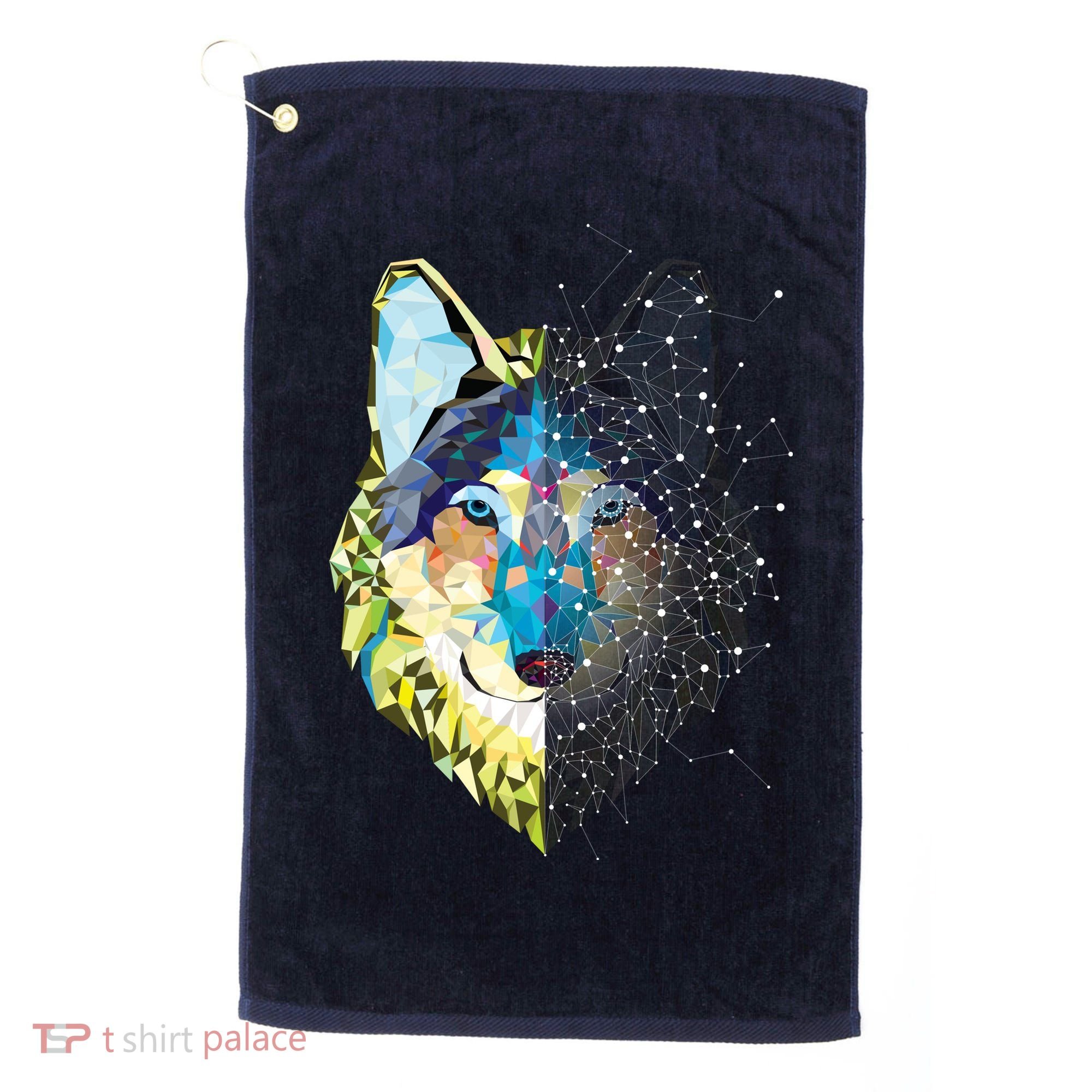 Constellation Pixel Wolf Golf Towel