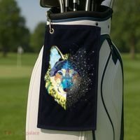 Constellation Pixel Wolf Golf Towel thumb 2
