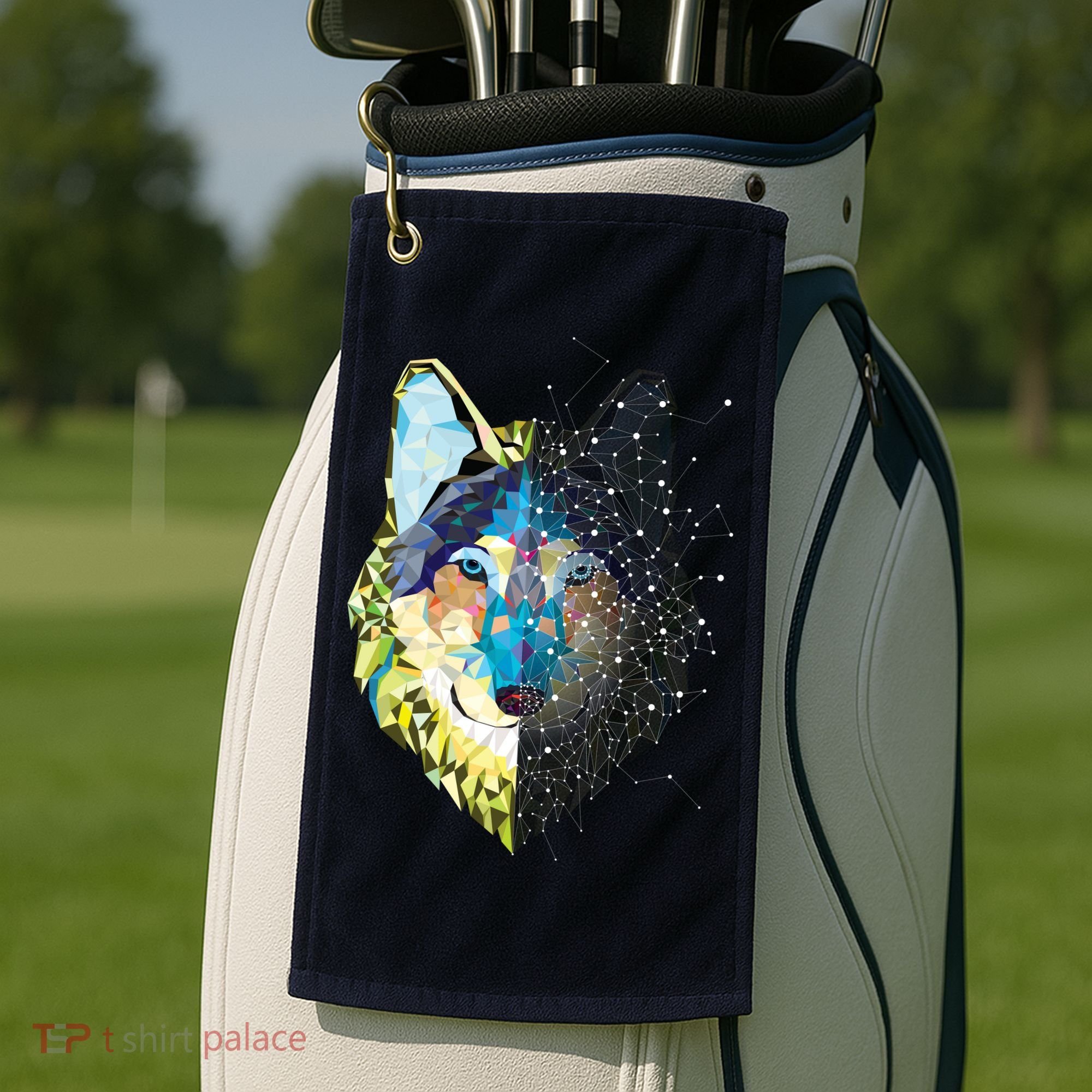 Constellation Pixel Wolf Golf Towel