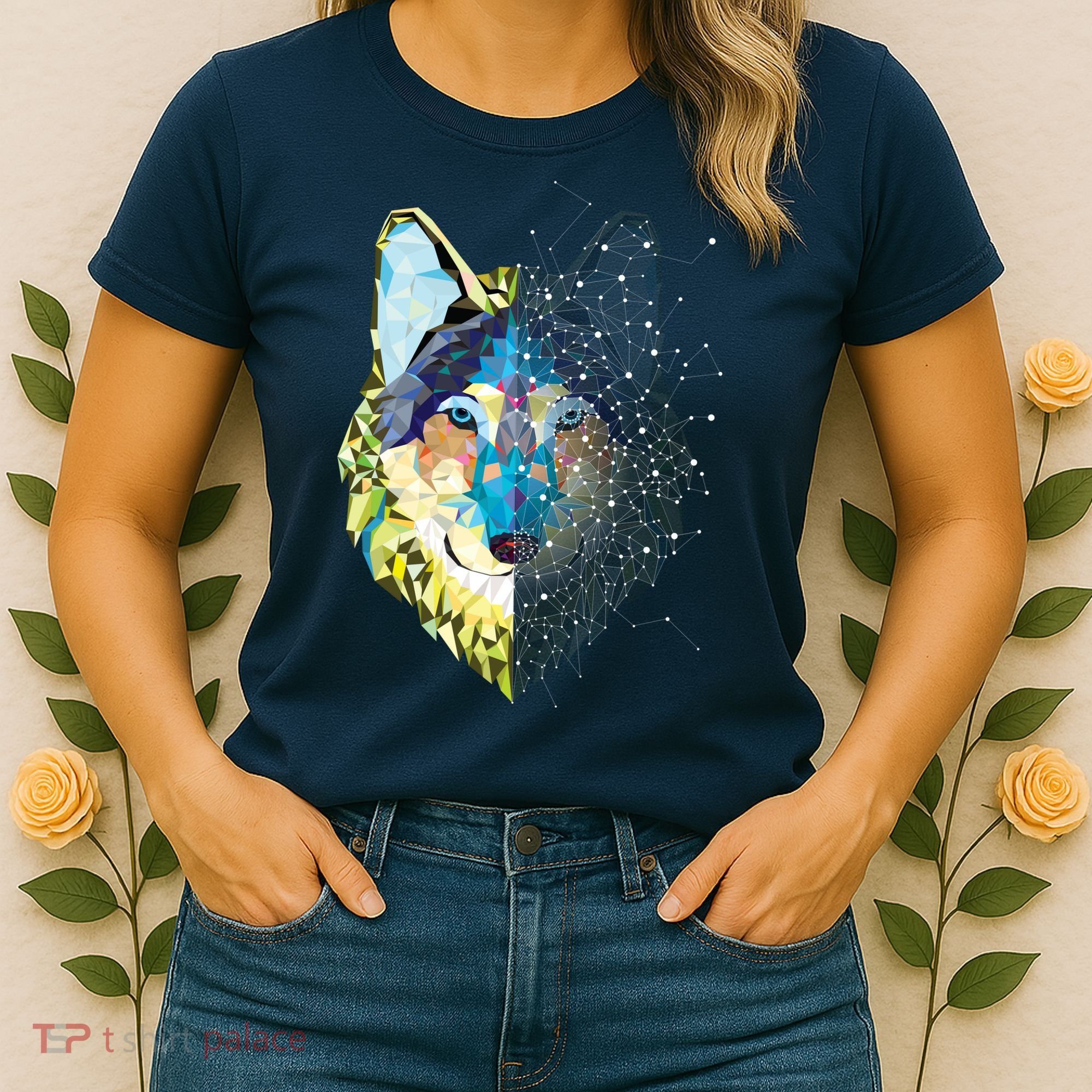Constellation Pixel Wolf Women's T-Shirt