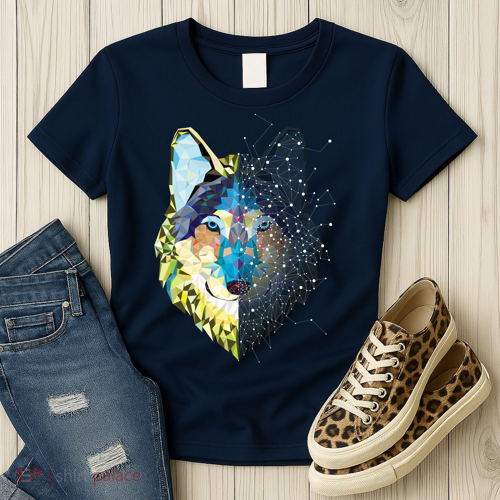 Constellation Pixel Wolf Women's T-Shirt