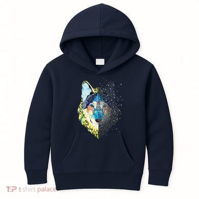 Constellation Pixel Wolf Kids Hoodie
