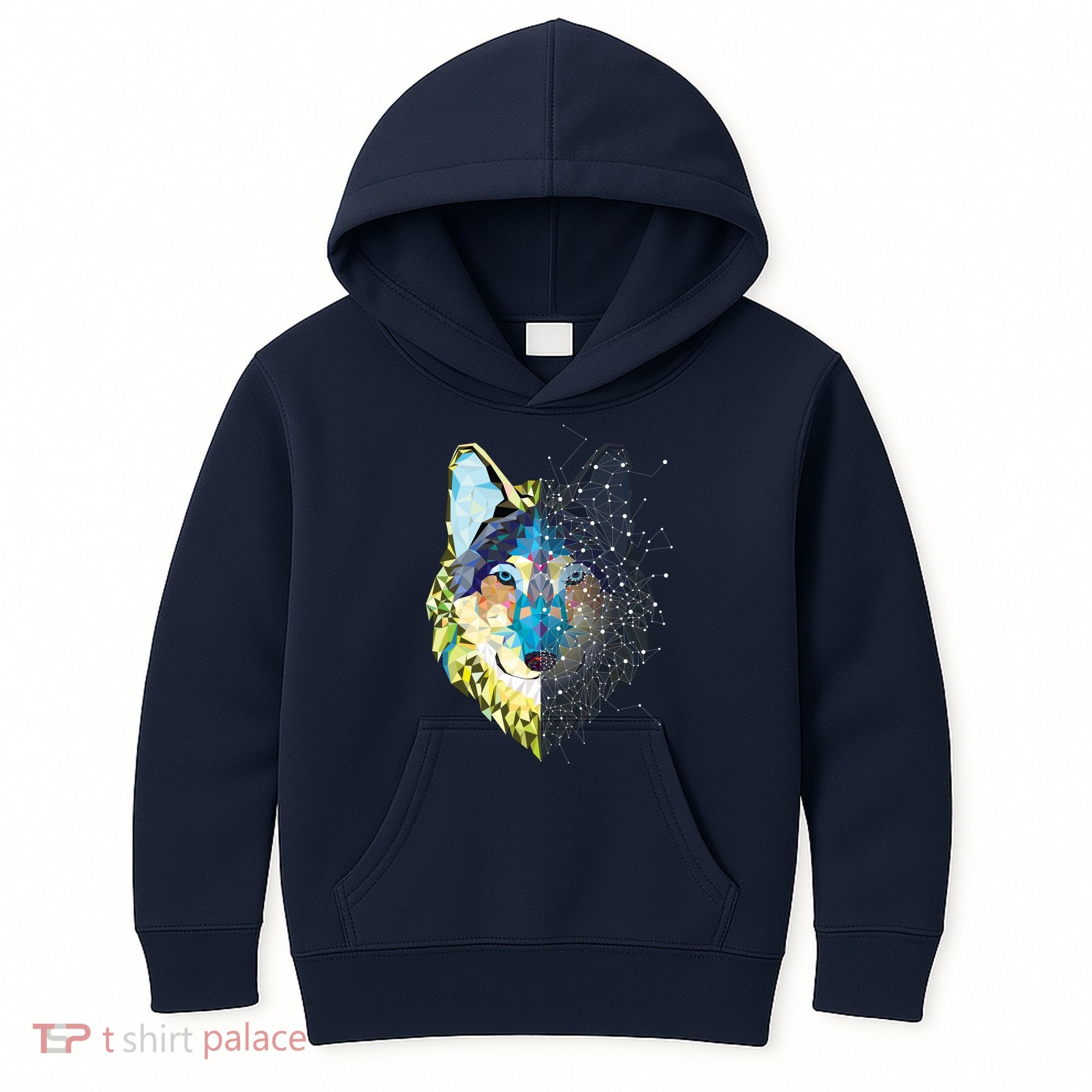 Constellation Pixel Wolf Kids Hoodie