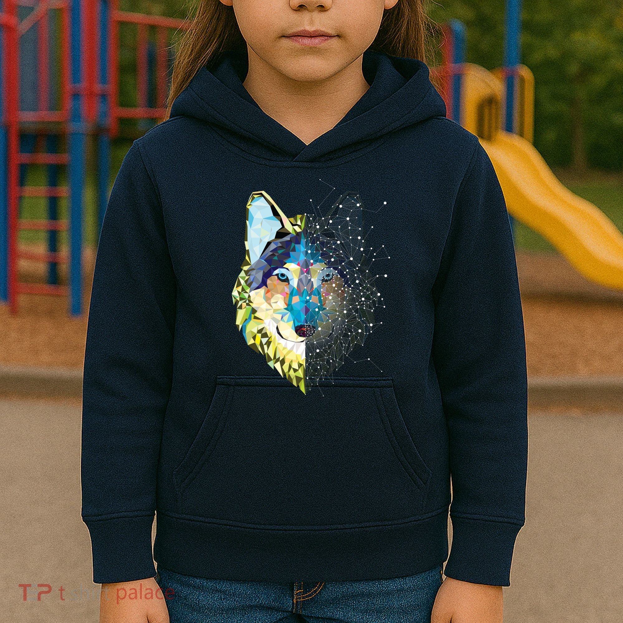 Constellation Pixel Wolf Kids Hoodie