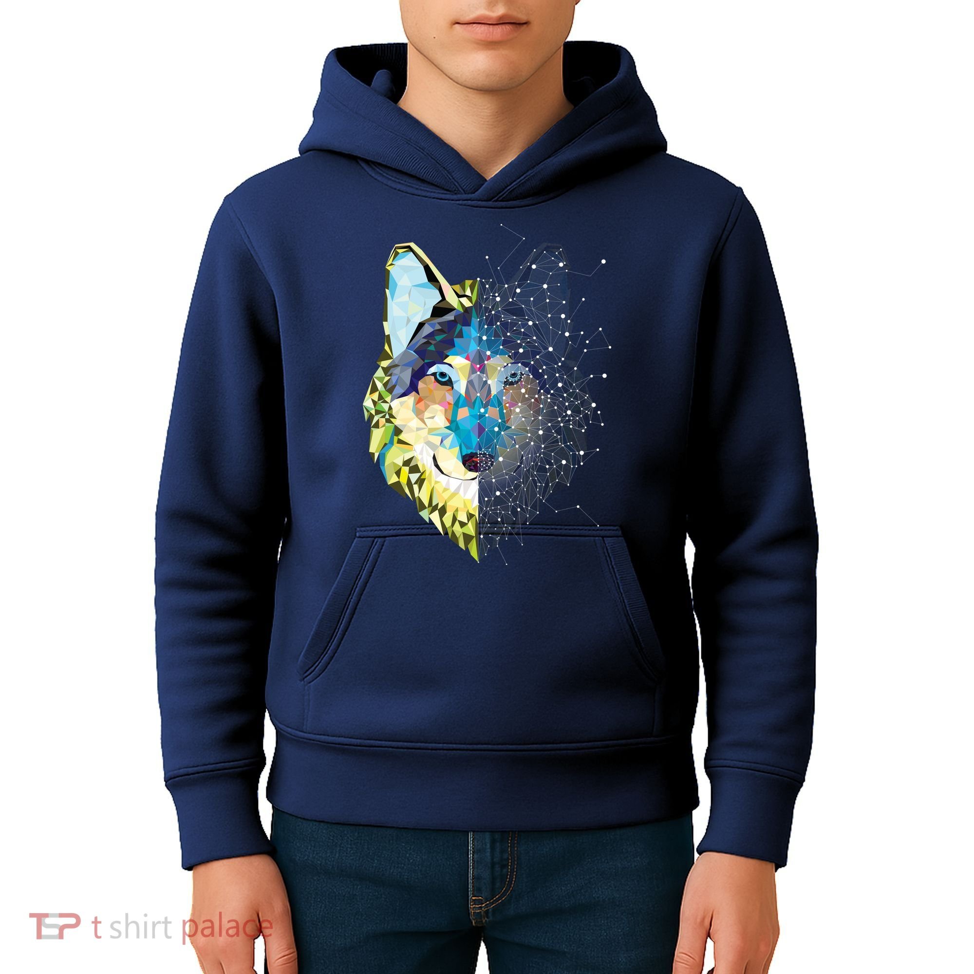 Constellation Pixel Wolf Kids Hoodie