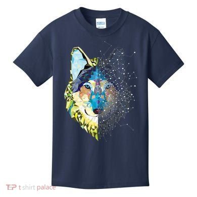 Constellation Pixel Wolf Kids T-Shirt