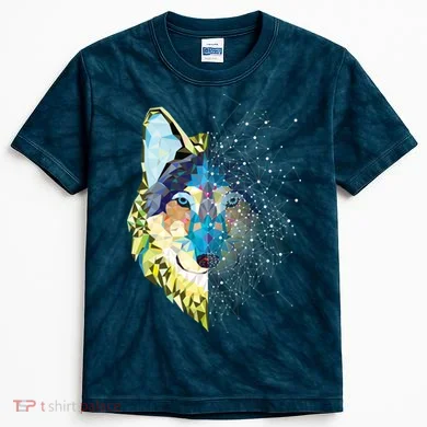 Constellation Pixel Wolf Kids Tie-Dye T-Shirt