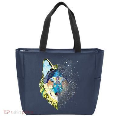 Constellation Pixel Wolf Tote Bag
