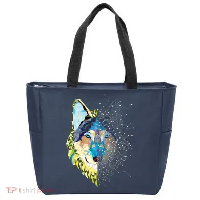 Constellation Pixel Wolf Tote Bag