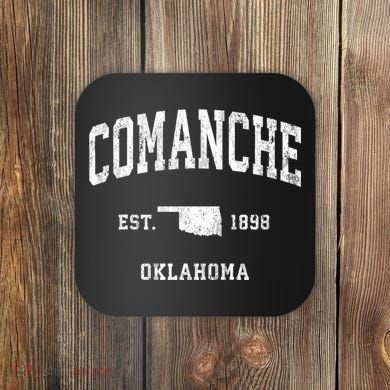 Comanche Oklahoma Ok Vintage Athletic Sports Coaster