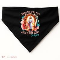 Coming Out Of My Cave And I’m Doing Just Fine Jesus Easter Gift USA-Made Doggie Bandana thumb 0