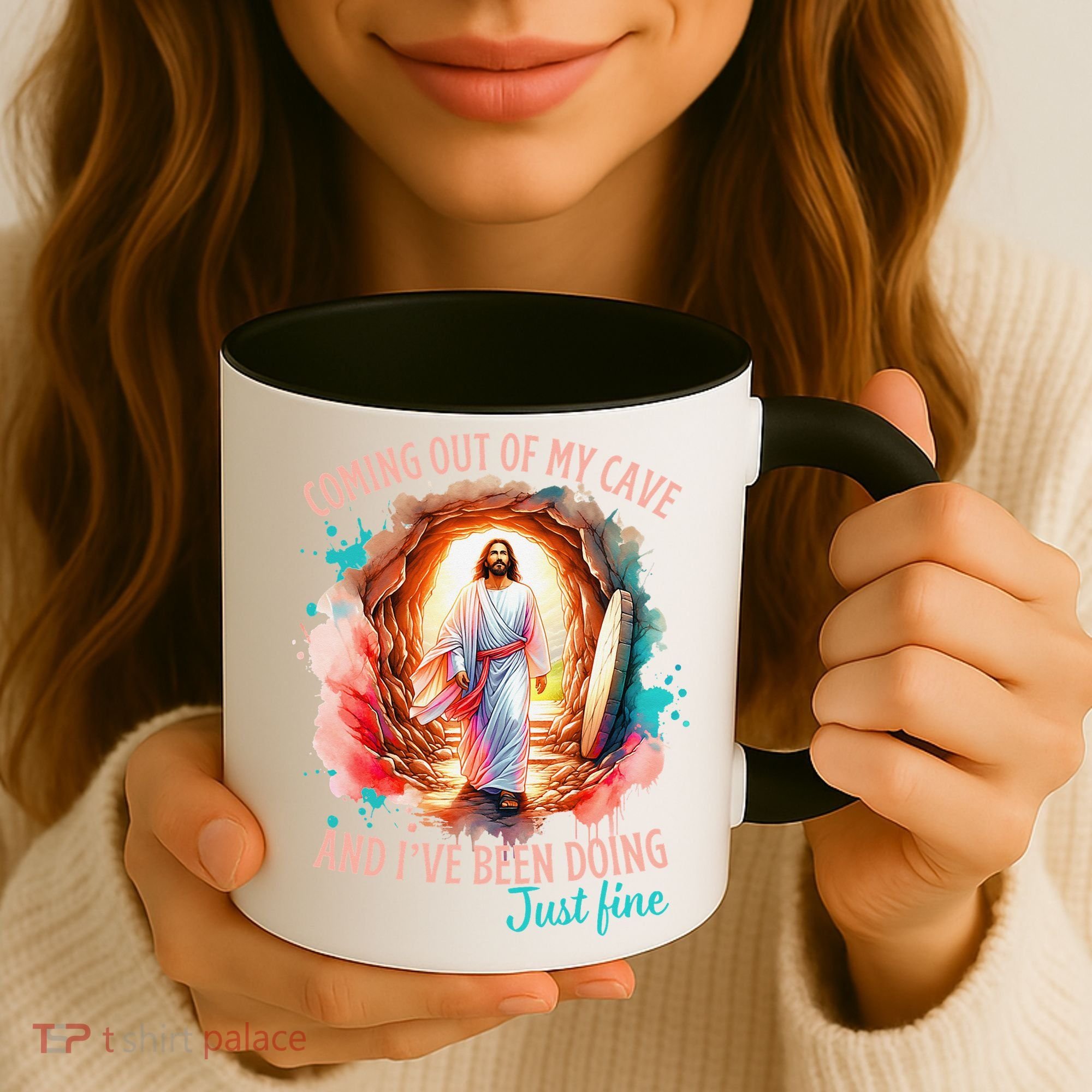 Coming Out Of My Cave And I’m Doing Just Fine Jesus Easter Gift Coffee Mug