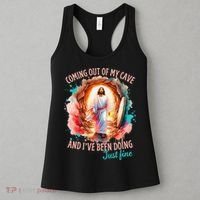 Coming Out Of My Cave And I’m Doing Just Fine Jesus Easter Gift Women's Tank Top thumb 3