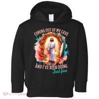 Coming Out Of My Cave And I’m Doing Just Fine Jesus Easter Gift Toddler Hoodie thumb 0