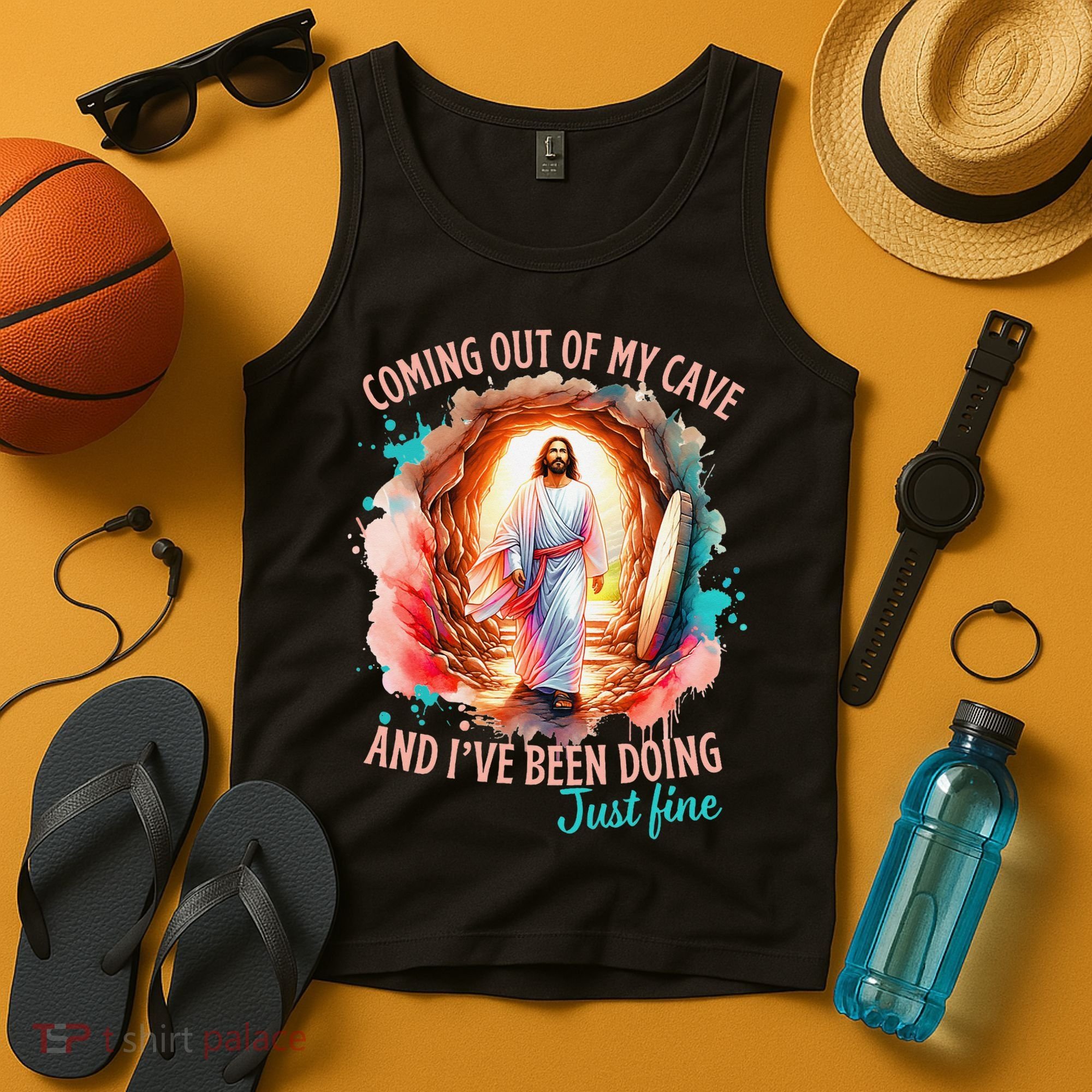 Coming Out Of My Cave And I’m Doing Just Fine Jesus Easter Gift Tank Top