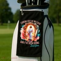 Coming Out Of My Cave And I’m Doing Just Fine Jesus Easter Gift Golf Towel thumb 2