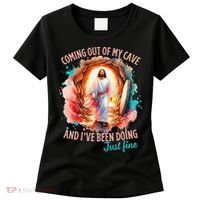 Coming Out Of My Cave And I’m Doing Just Fine Jesus Easter Gift Women's T-Shirt thumb 0