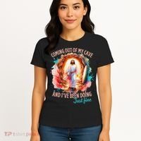 Coming Out Of My Cave And I’m Doing Just Fine Jesus Easter Gift Women's T-Shirt thumb 4