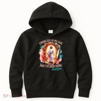 Coming Out Of My Cave And I’m Doing Just Fine Jesus Easter Gift Kids Hoodie thumb 0