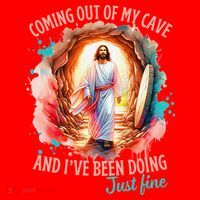 Coming Out Of My Cave And I’m Doing Just Fine Jesus Easter Gift Santa Hat thumb 1
