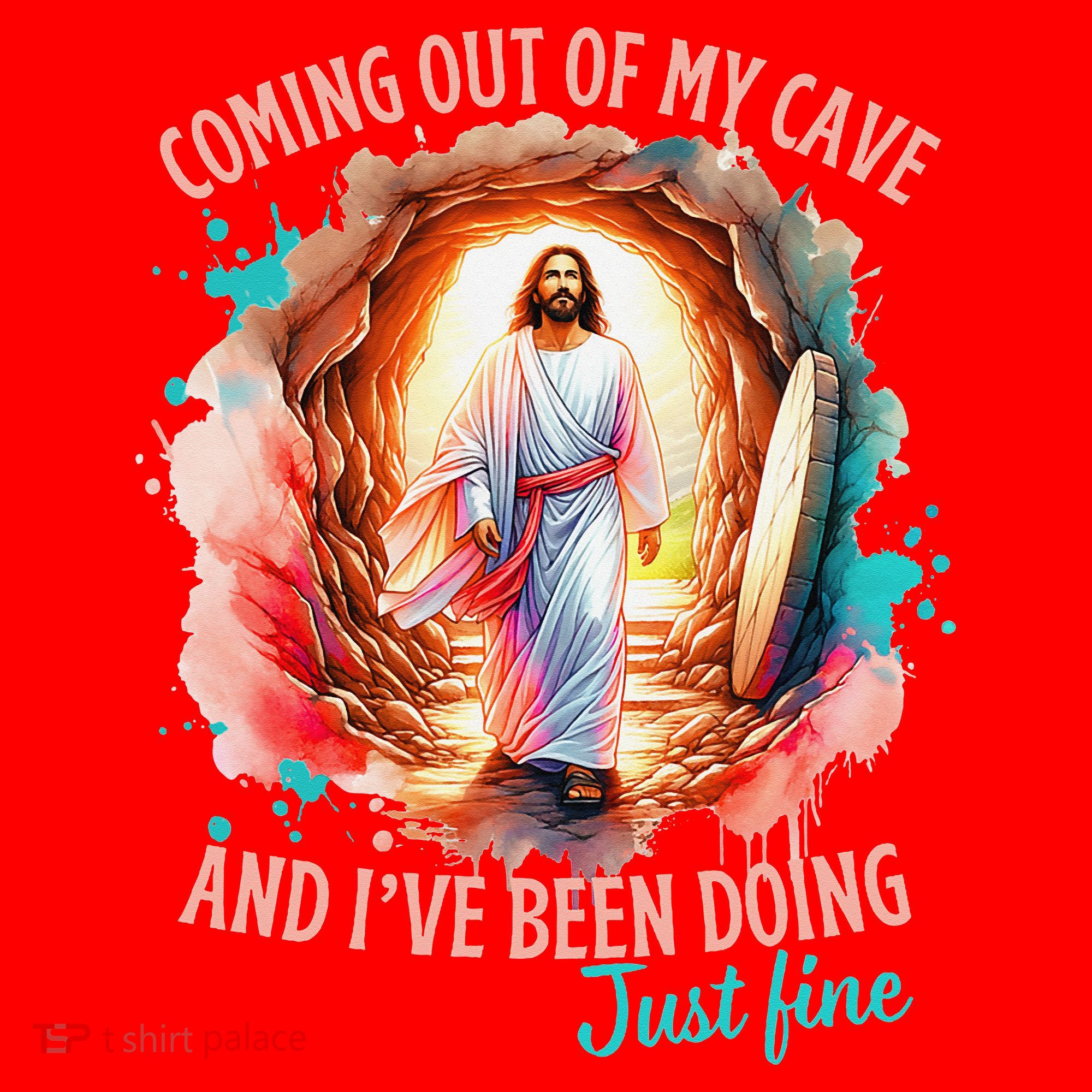 Coming Out Of My Cave And I’m Doing Just Fine Jesus Easter Gift Santa Hat