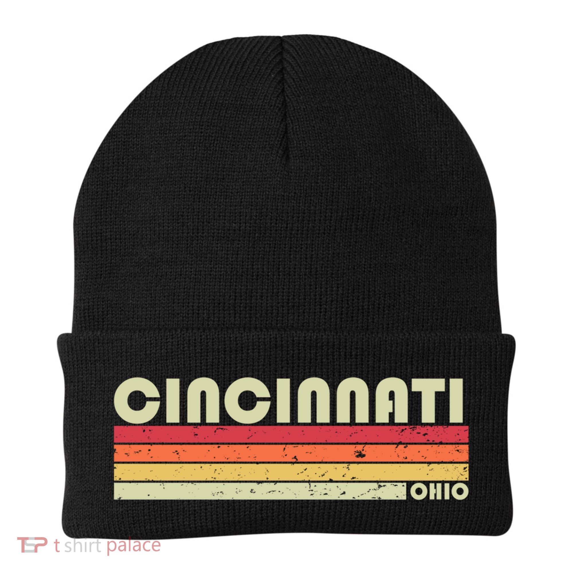 Cincinnati Oh Ohio Funny City Home Roots Gift Retro 70s 80s Gift Beanie