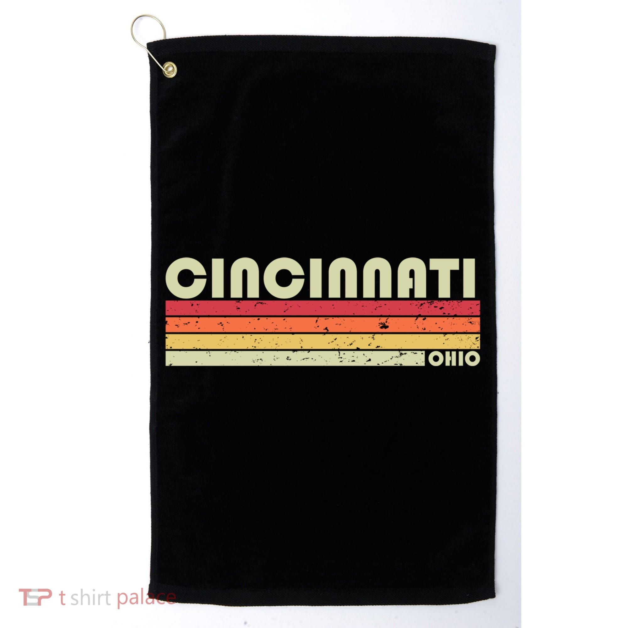 Cincinnati Oh Ohio Funny City Home Roots Gift Retro 70s 80s Gift Golf Towel