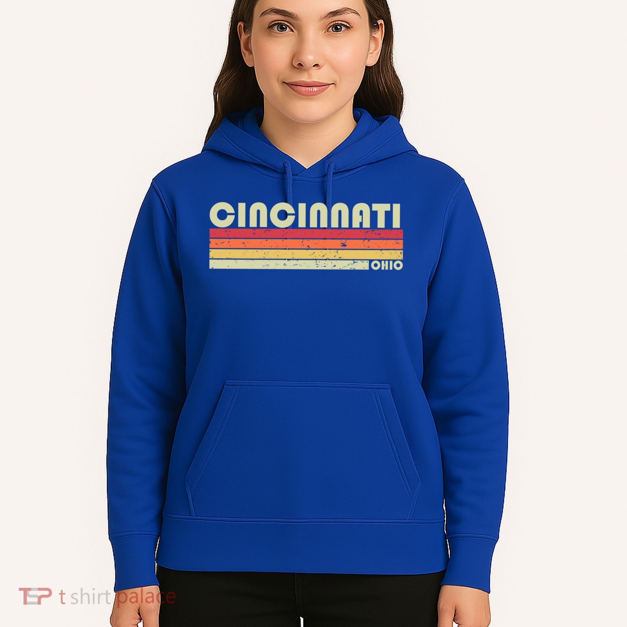 Cincinnati Oh Ohio Funny City Home Roots Gift Retro 70s 80s Gift Hoodie