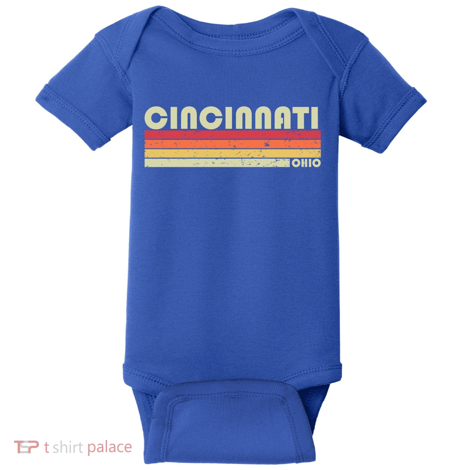Cincinnati Oh Ohio Funny City Home Roots Gift Retro 70s 80s Gift Baby Bodysuit