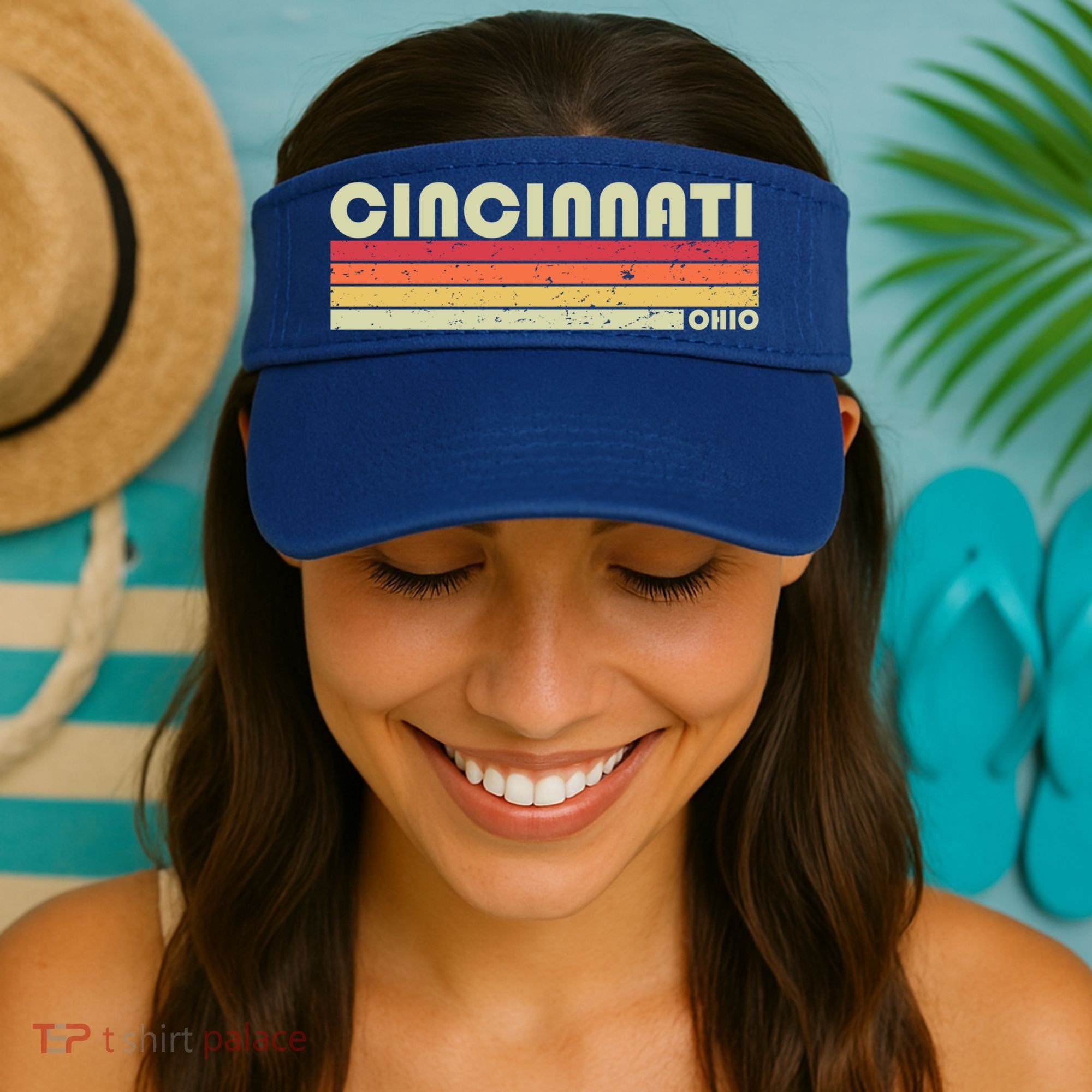Cincinnati Oh Ohio Funny City Home Roots Gift Retro 70s 80s Gift Visor