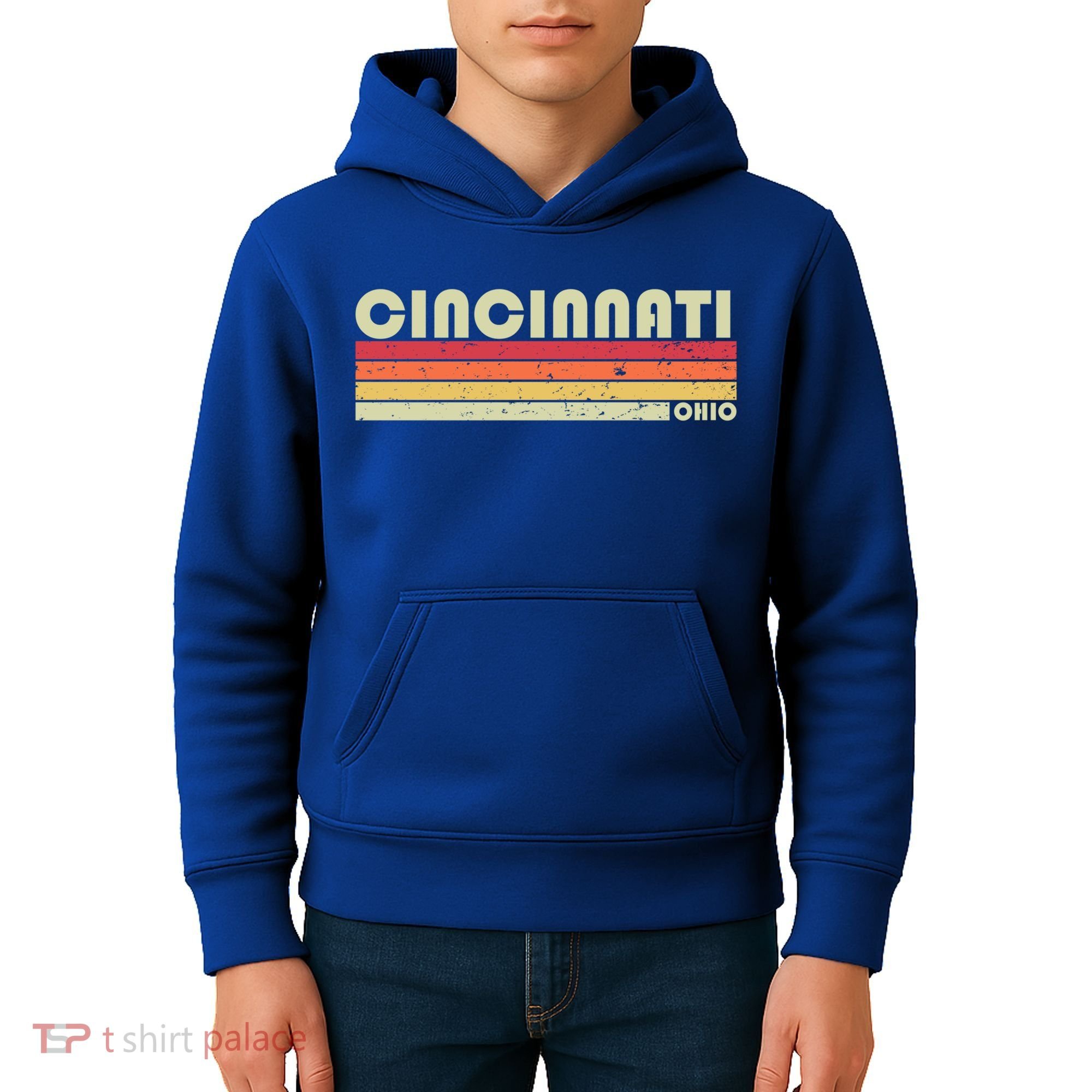 Cincinnati Oh Ohio Funny City Home Roots Gift Retro 70s 80s Gift Kids Hoodie